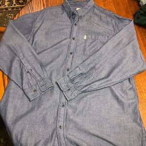 BOB TIMBERLAKE SIZE 2XLT BLUE DENIM LIKE PINSTRIPED LONG SLEEVE SHIRT W/POCKET